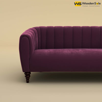 Amaya Three Seater Fabric Sofa (Velvet, Dark Purple)