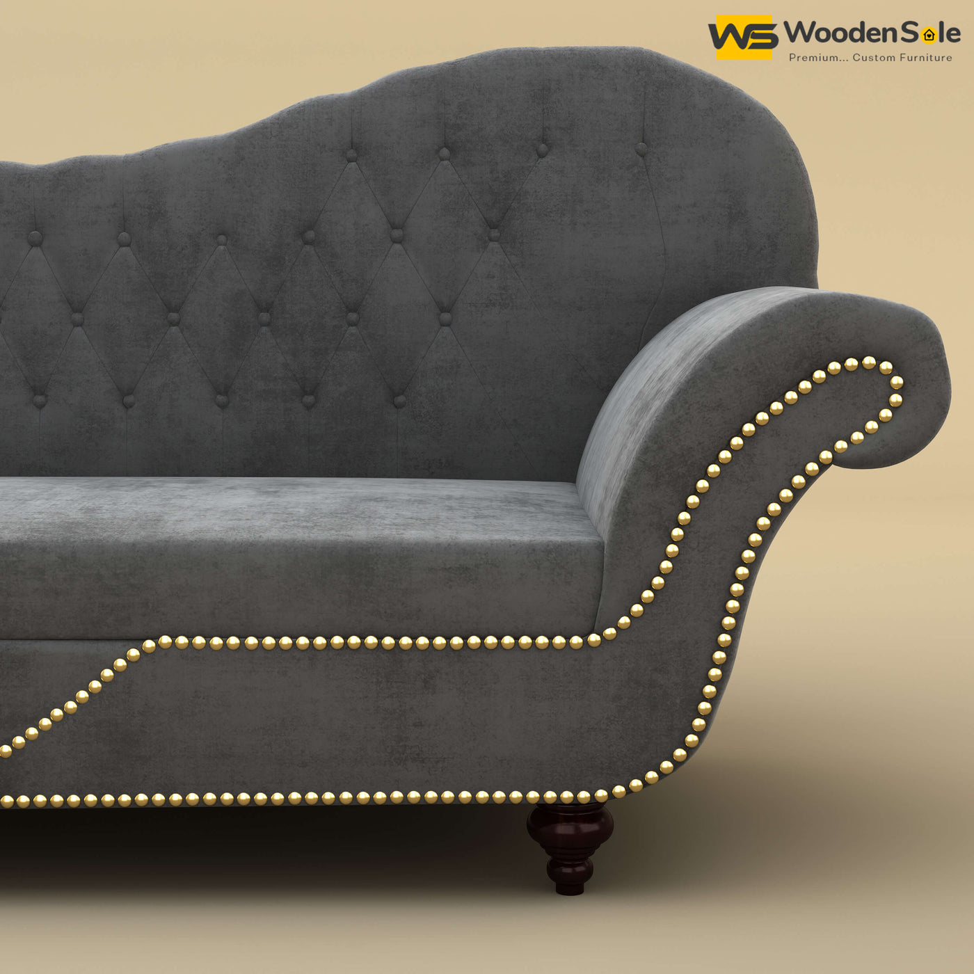 Royal Chaise Lounge (Velvet, Charcoal Gray)