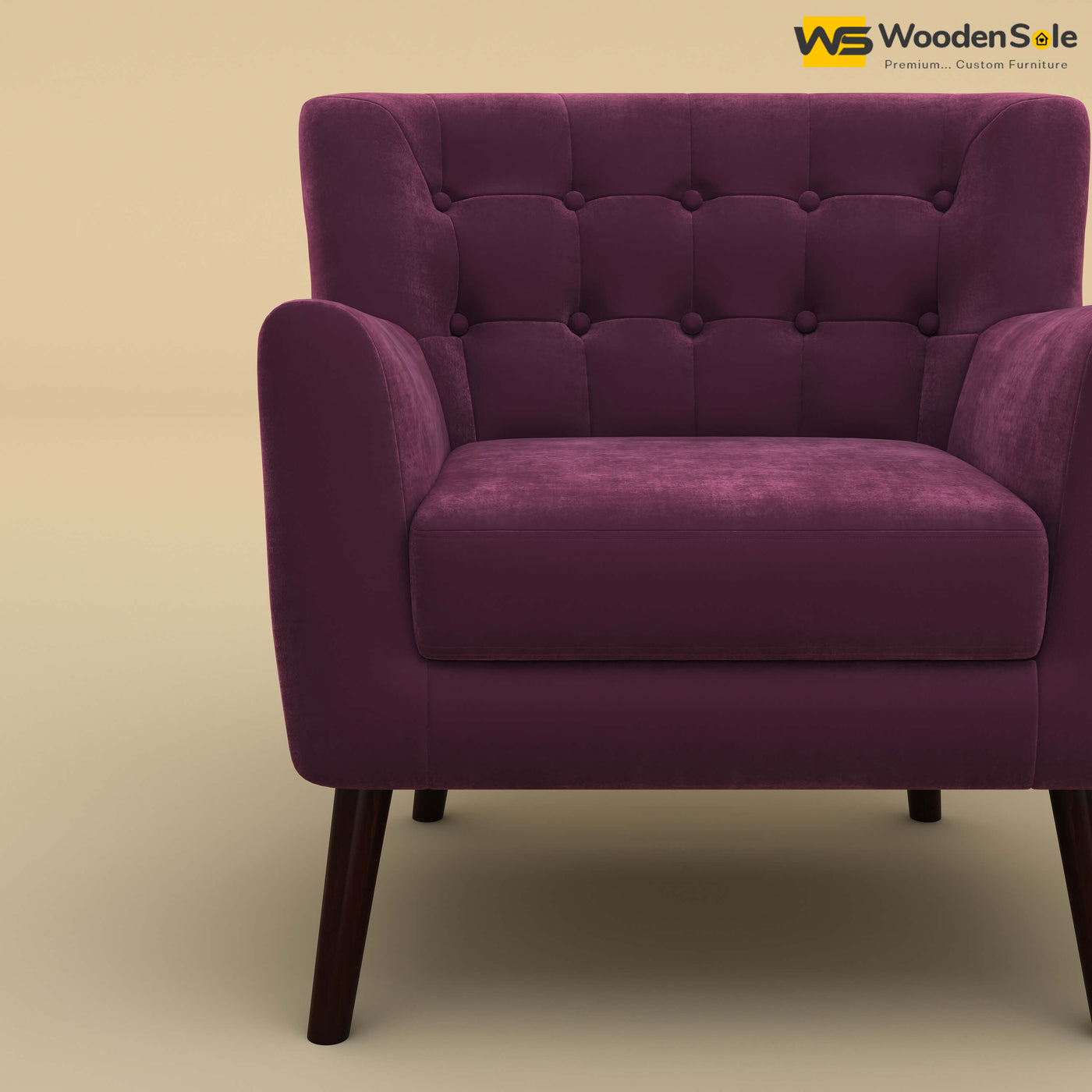 Figo Tufted Lounge Chair (Velvet, Dark Purple)
