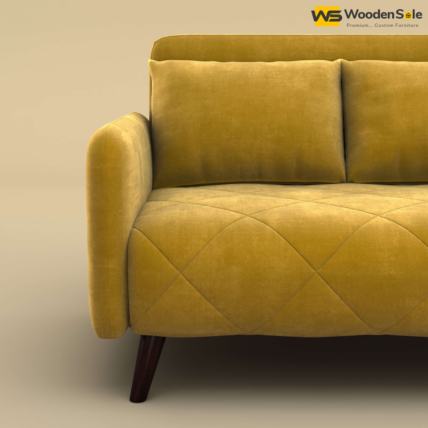 Parth Loveseat (Velvet, Mustard Yellow)