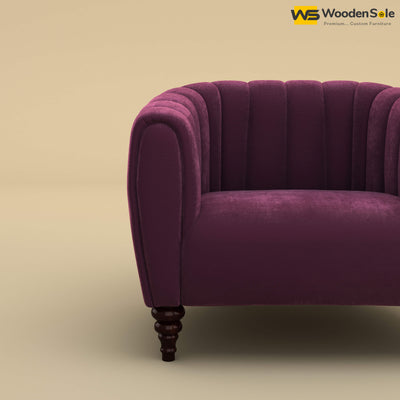 Amaya Single Seater Fabric Sofa (Velvet, Dark Purple)