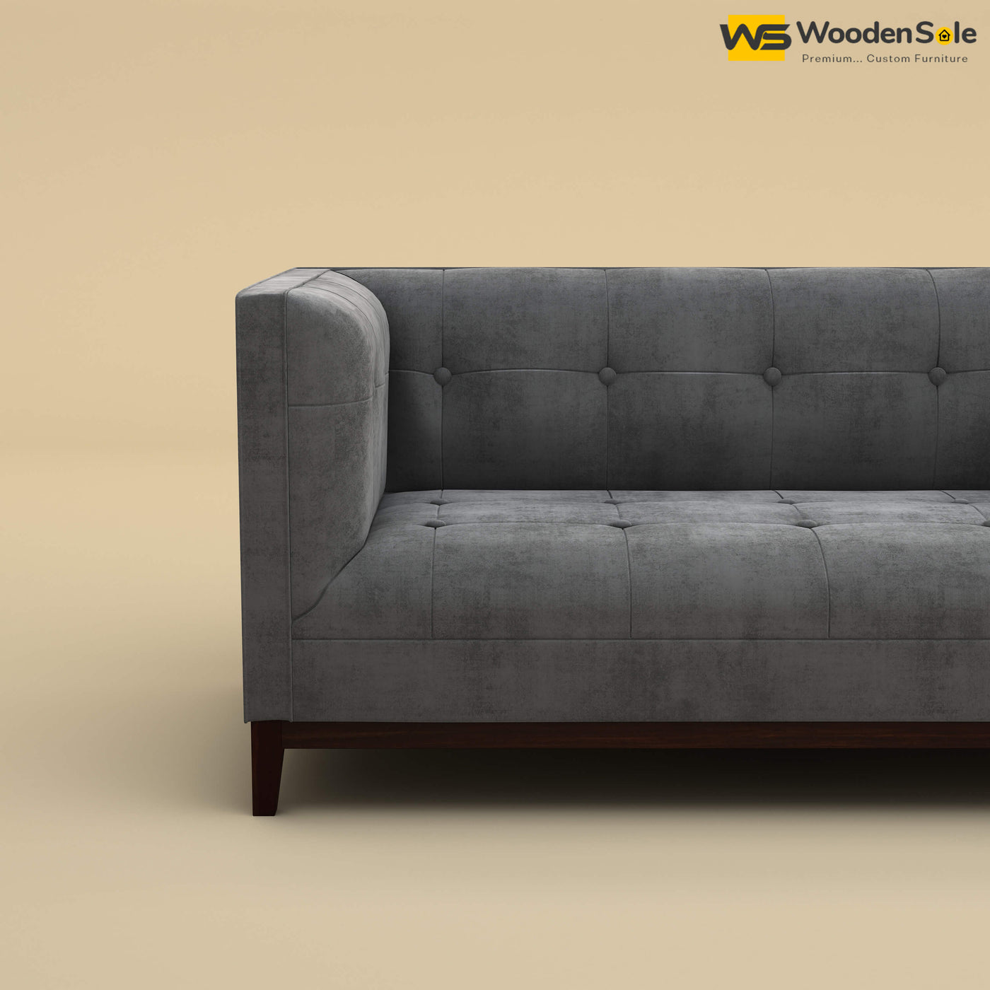 Loren Two Seater Fabric Sofa (Velvet, Charcoal Gray)