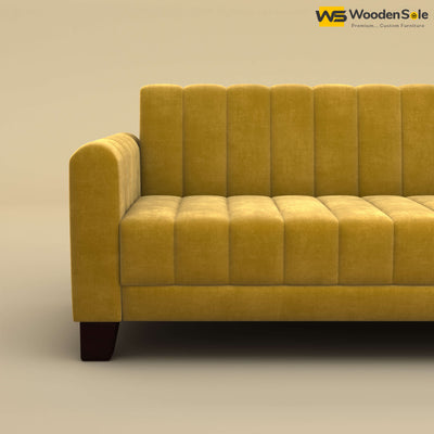 Furo 3 Seater Fabric Sofa (Velvet, Mustard Yellow)