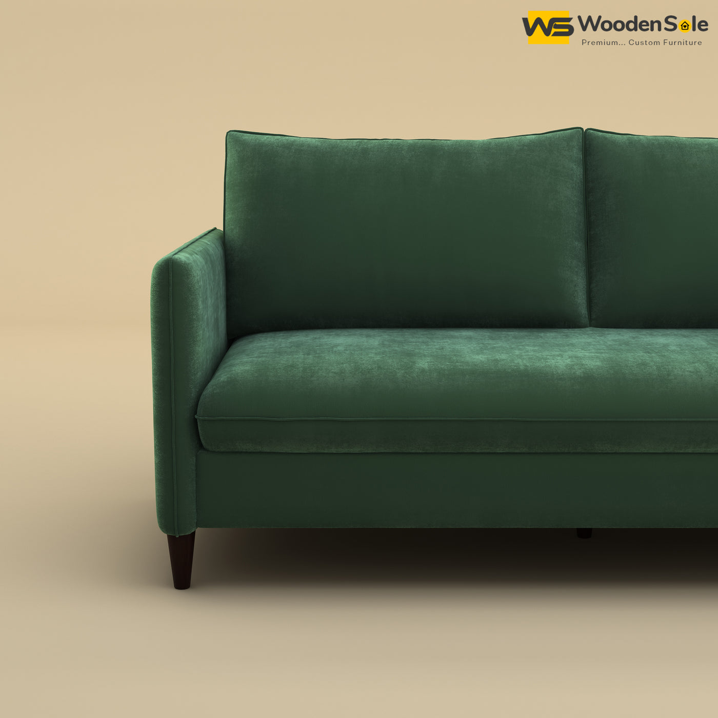 Citron 3 Seater Fabric Sofa (Velvet, Forest Green)