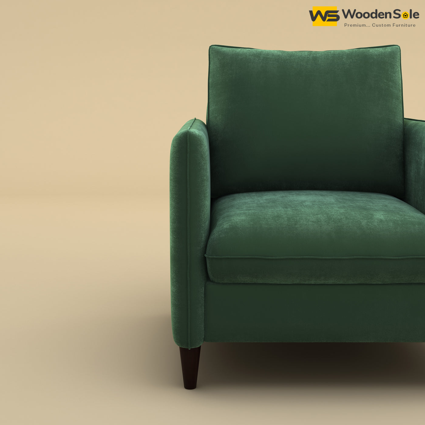 Citron 1 Seater Fabric Sofa (Velvet, Forest Green)