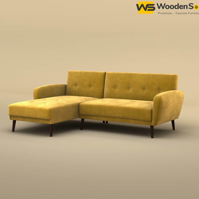 Daisy L Shape Sofa (Velvet, Mustard Yellow)