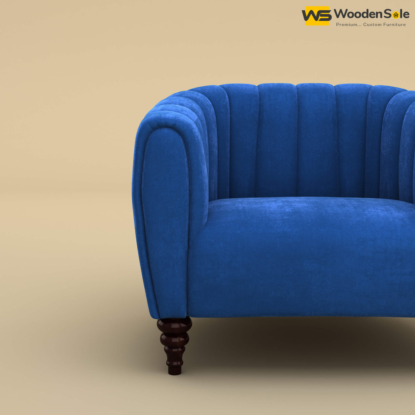 Amaya Single Seater Fabric Sofa (Velvet, Royal Blue)