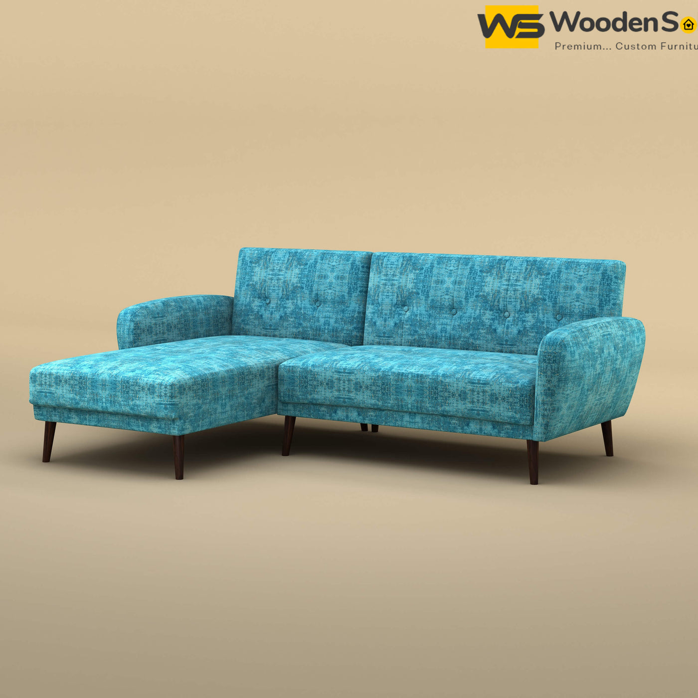 Daisy L Shape Sofa (Cotton, Teal Blue)