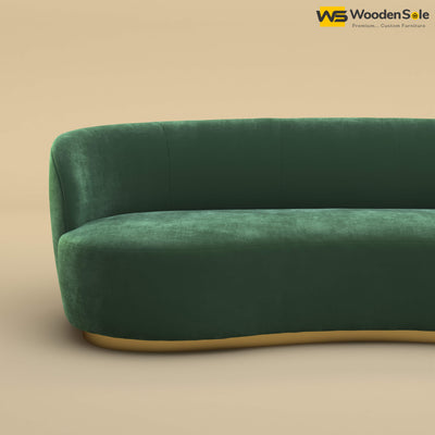 Rene Curved Modern 3-Seater Sofa (Velvet, Forest Green)