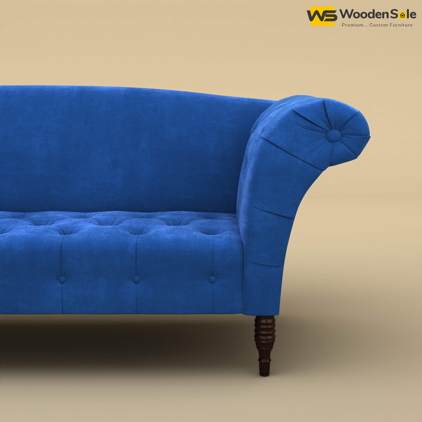 Leo Chaise Lounge (Velvet, Royal Blue)