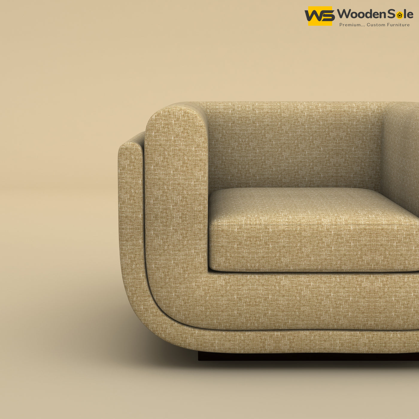 Vedant 1 Seater Fabric Sofa (Cotton, Faux Cream)