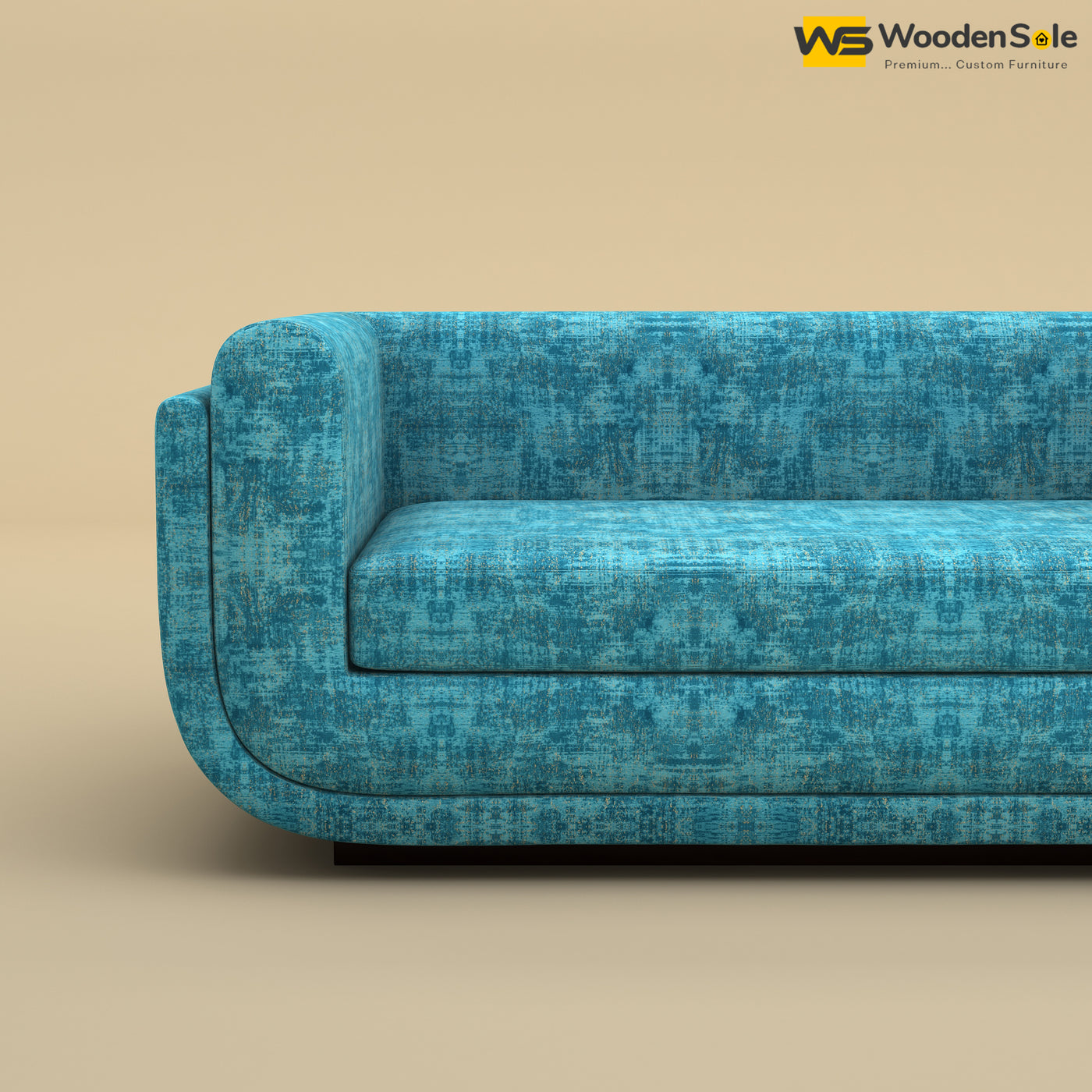 Vedant Two Seater Sofa (Cotton, Teal Blue)