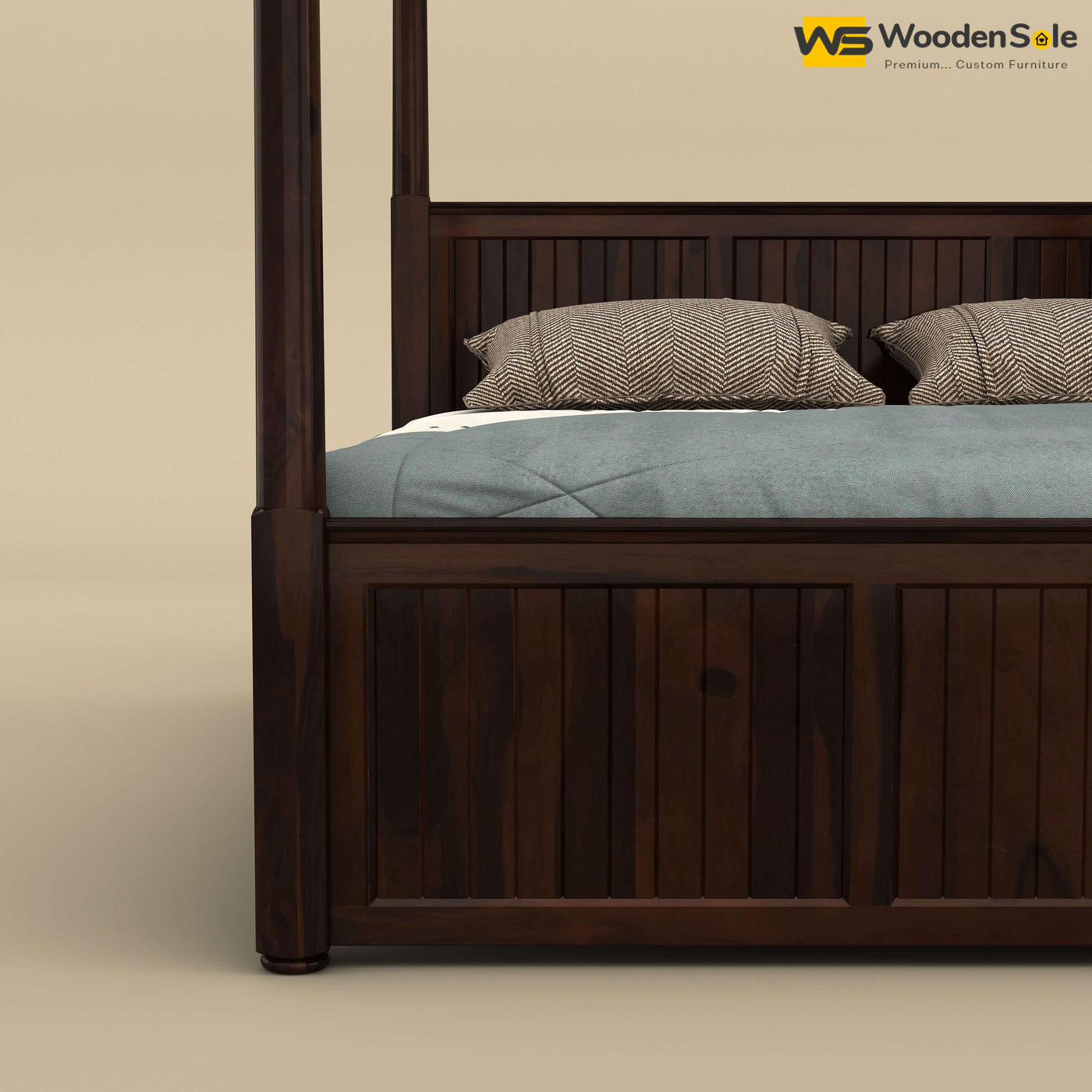 Angelo Poster Bed (King Size, Walnut Finish)