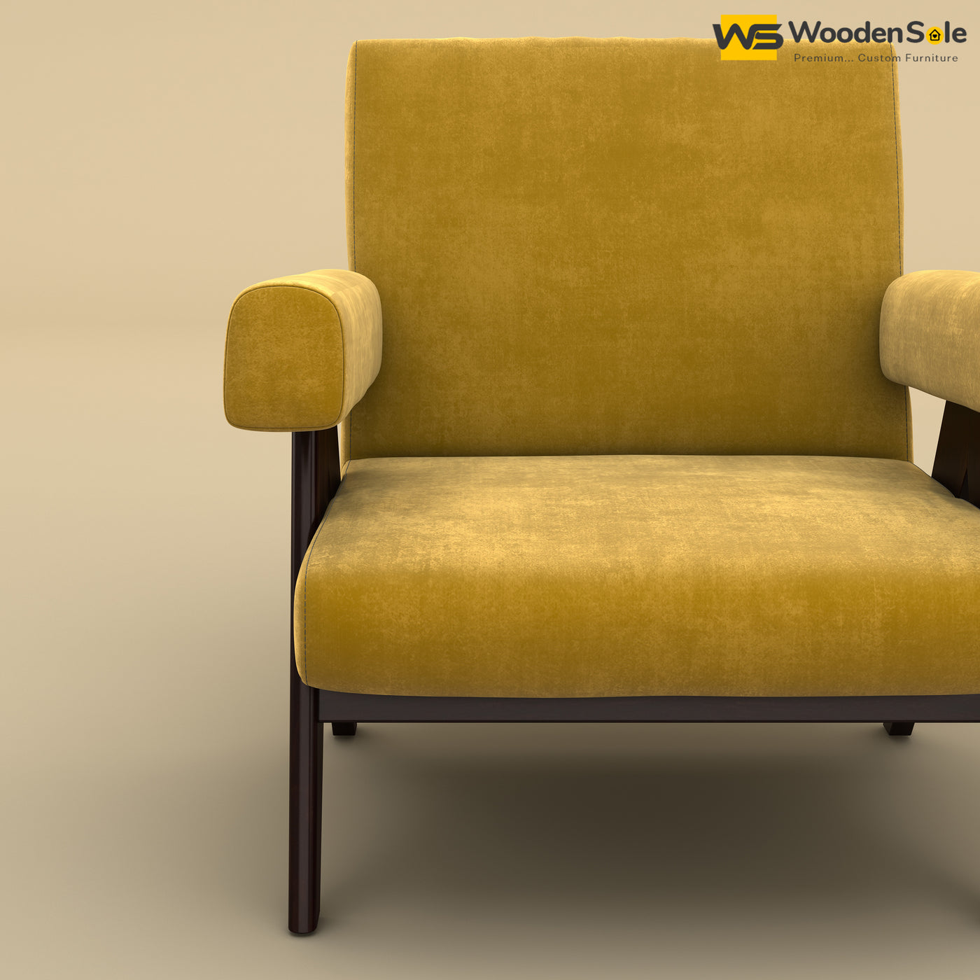 Capri Lounge Chair (Velvet, Mustard Yellow)