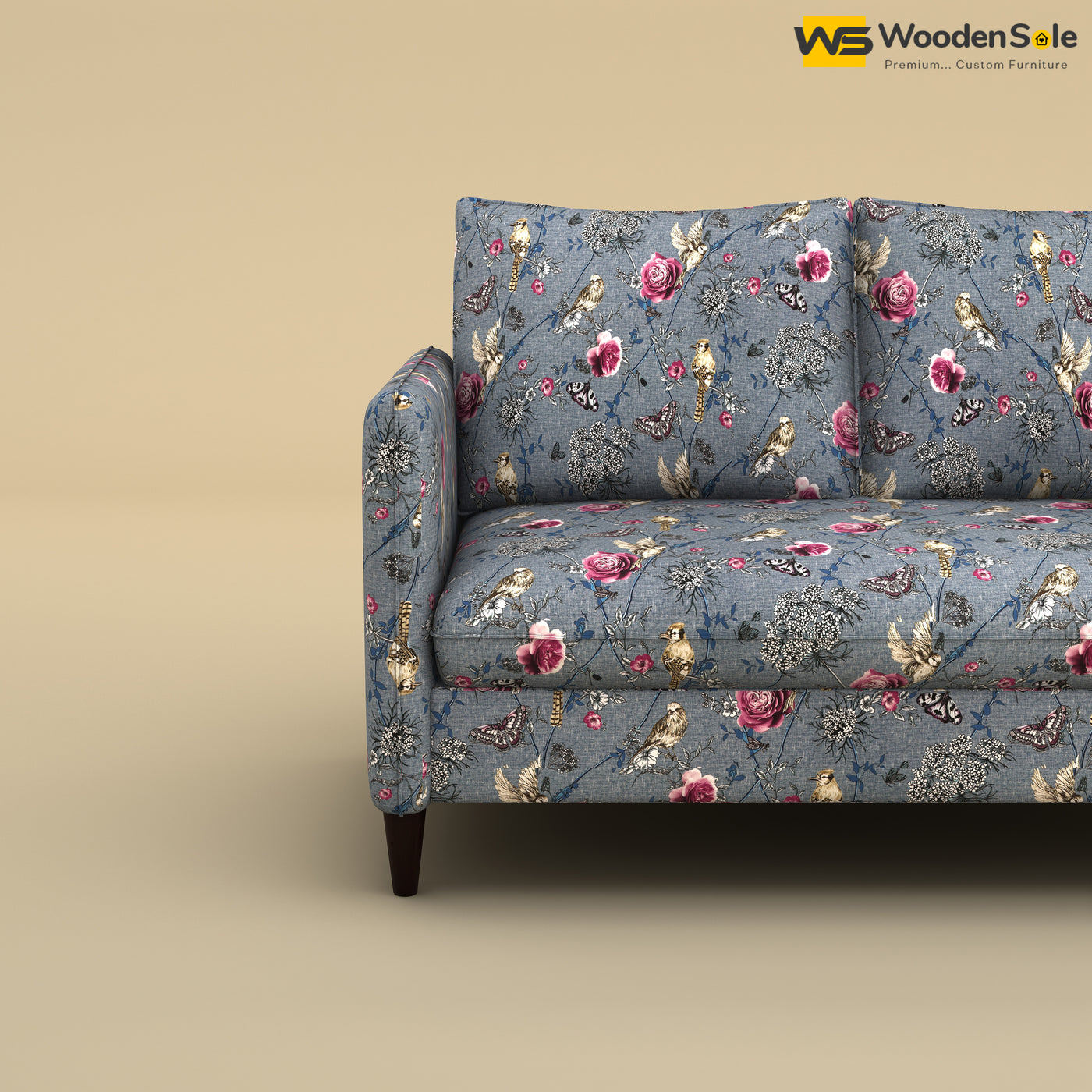 Citron 2 Seater Fabric Sofa (Cotton, Floral Printed)