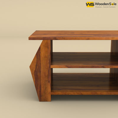 Compact Sheesham Wood Coffee Table (Honey Finish)