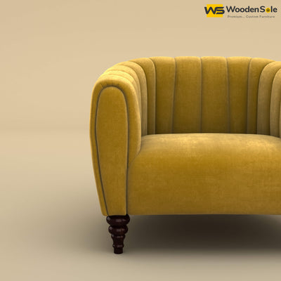 Amaya Single Seater Fabric Sofa (Velvet, Mustard Yellow)