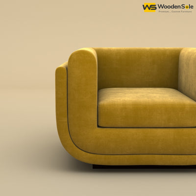 Vedant 1 Seater Fabric Sofa (Velvet, Mustard Yellow)