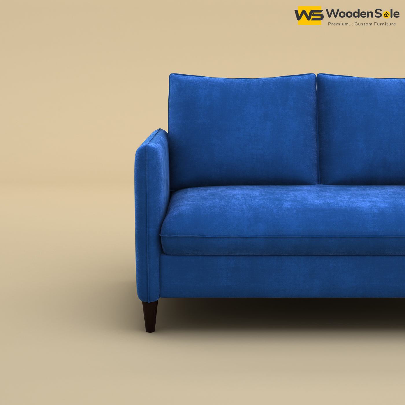 Citron 2 Seater Fabric Sofa (Velvet, Royal Blue)