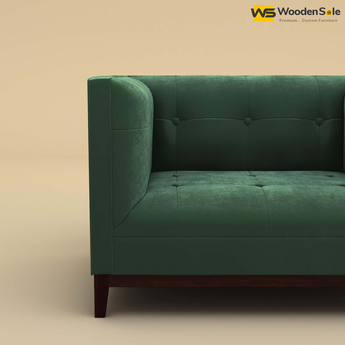 Loren One Seater Fabric Sofa (Velvet, Forest Green)