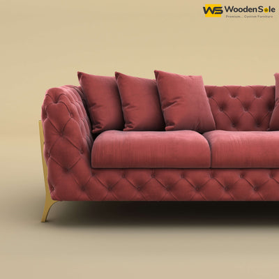 Adhira 3 Seater Premium Sofa (Velvet, Pink)