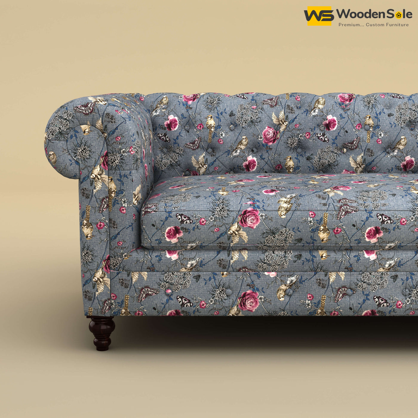 Maharaja Fabric 3 Seater Sofa (Cotton, Floral Printed)