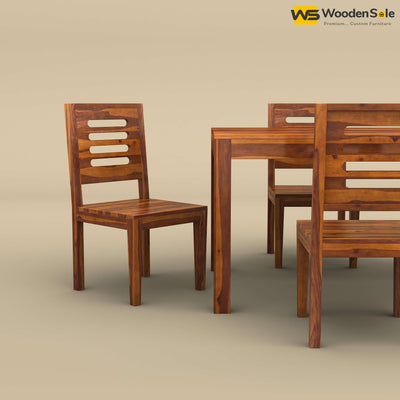 Sheesham Wood 4 Seater Dining Table Set (Honey Finish)