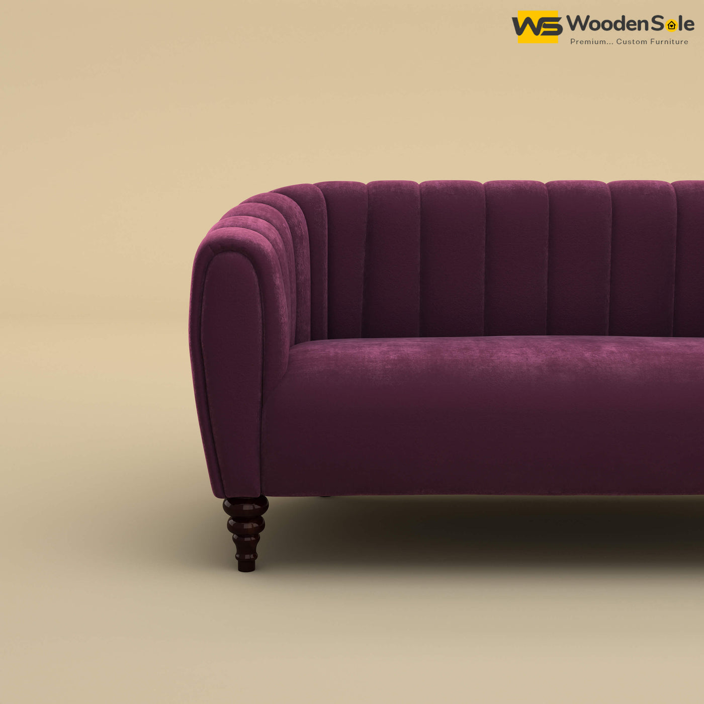 Amaya Two Seater Fabric Sofa (Velvet, Dark Purple)