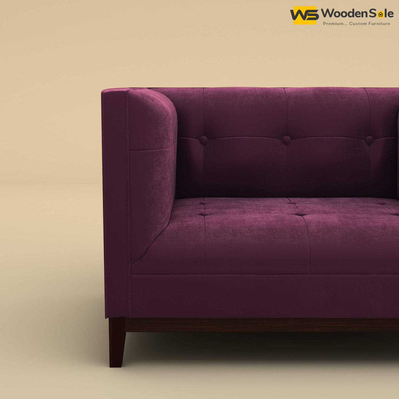 Loren One Seater Fabric Sofa (Velvet, Dark Purple)