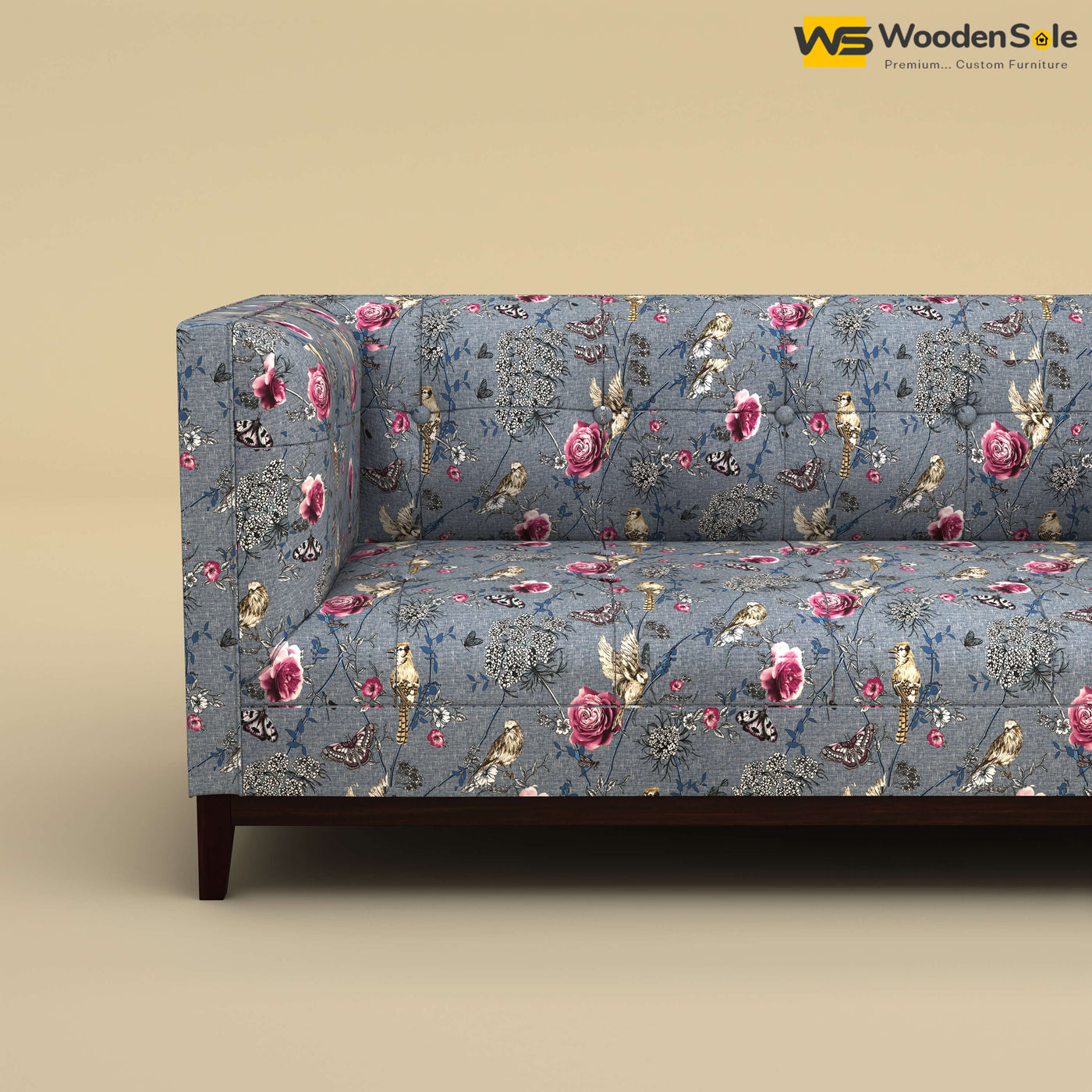 Loren Three Seater Fabric Sofa (Cotton, Floral Printed)