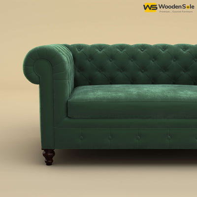 Maharaja Fabric 2 Seater Sofa (Velvet, Forest Green)