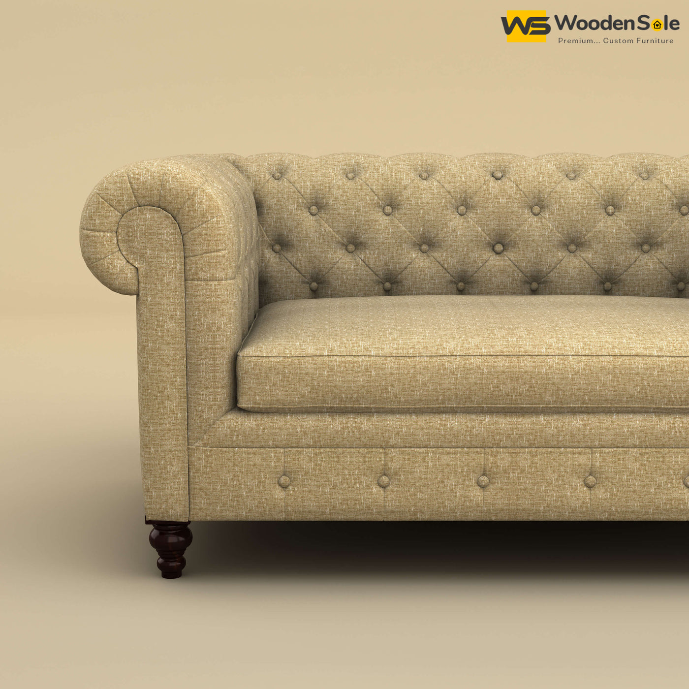 Maharaja Fabric 2 Seater Sofa (Cotton, Faux Cream)