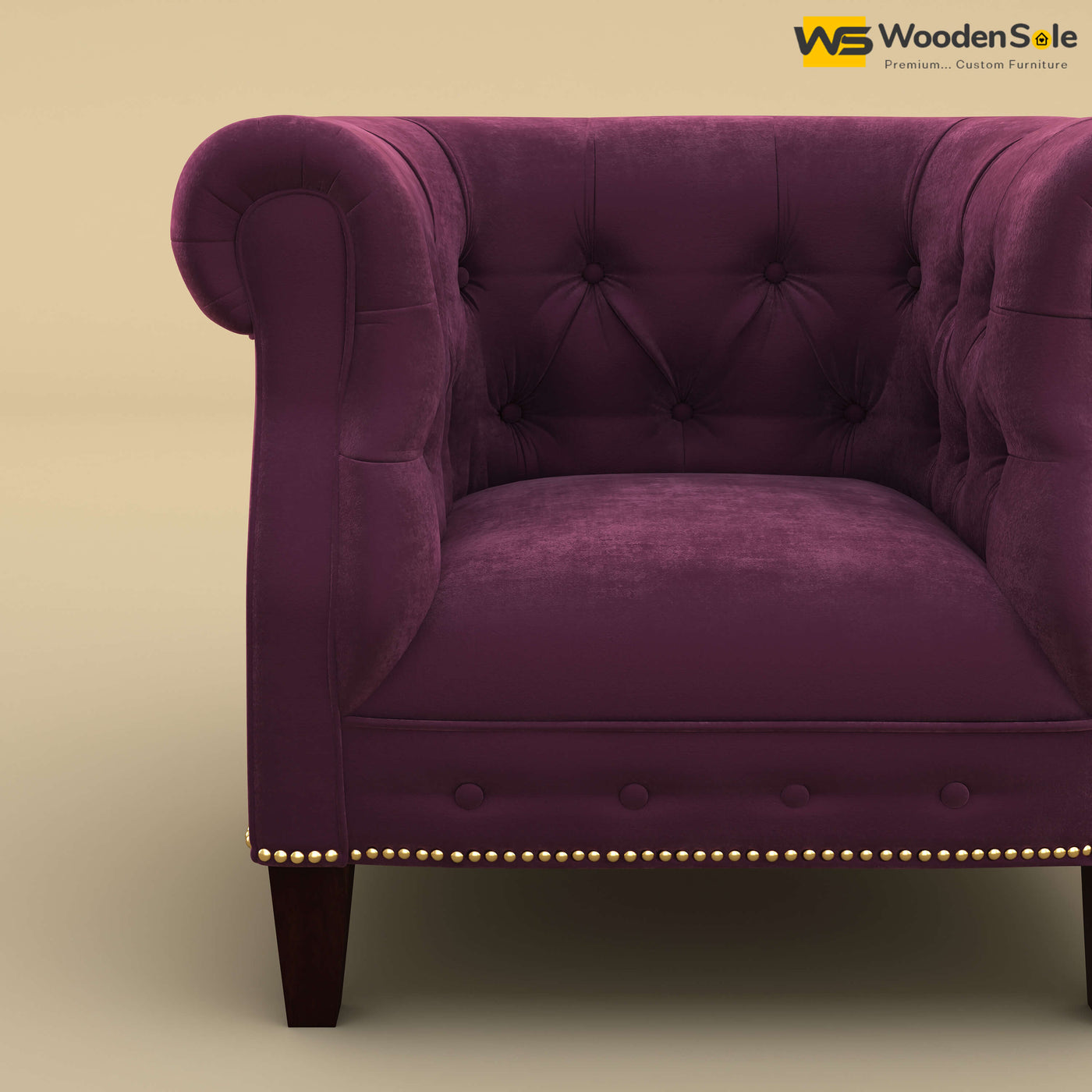 Olivia Wing Chair (Velvet, Dark Purple)