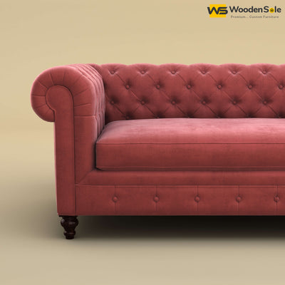 Maharaja Fabric 3 Seater Sofa (Velvet, Pink)