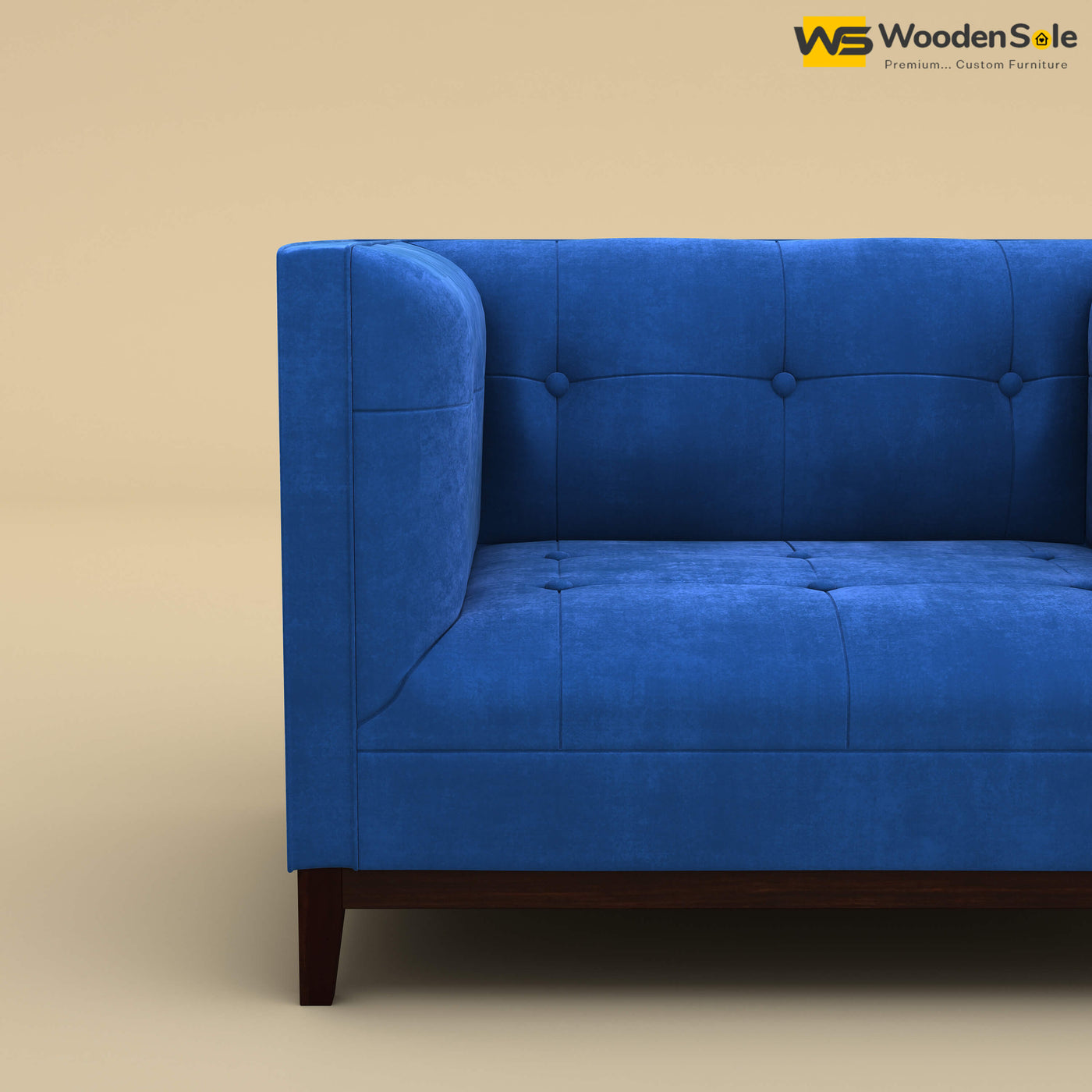 Loren One Seater Fabric Sofa (Velvet, Royal Blue)