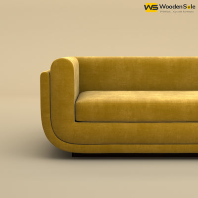 Vedant Three Seater Sofa (Velvet, Mustard Yellow)