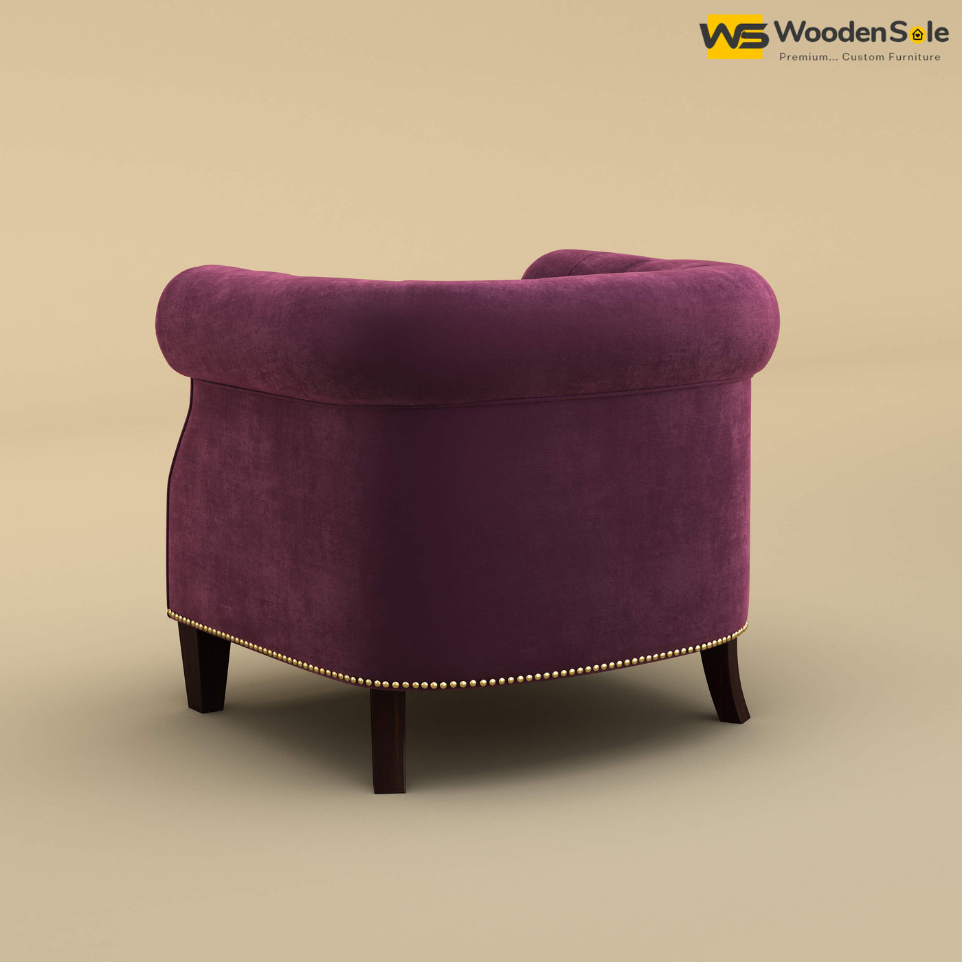 Olivia Wing Chair (Velvet, Dark Purple)