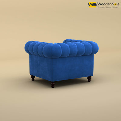 Maharaja Fabric 1 Seater Sofa (Velvet, Royal Blue)