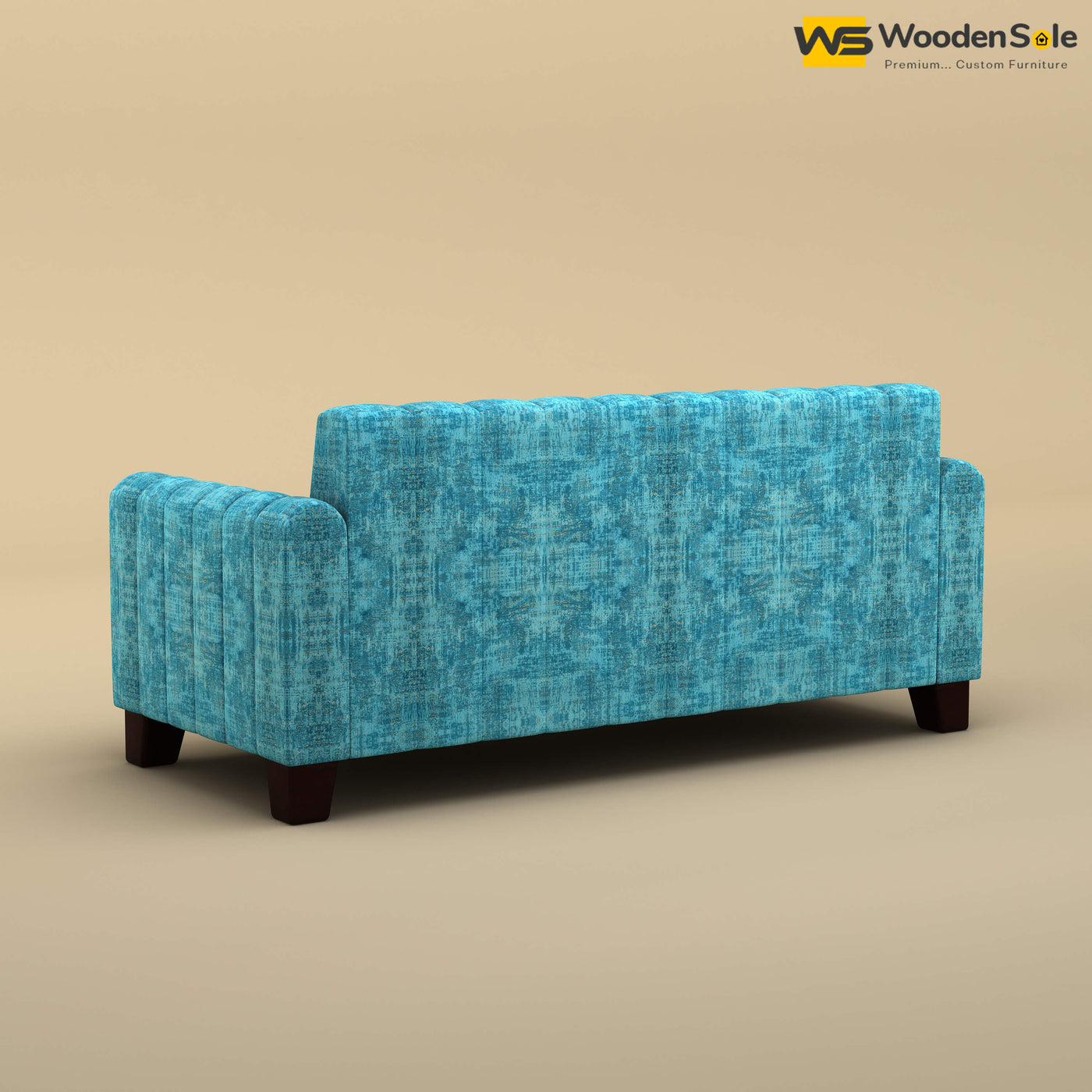 Furo 3 Seater Fabric Sofa (Cotton, Teal Blue)
