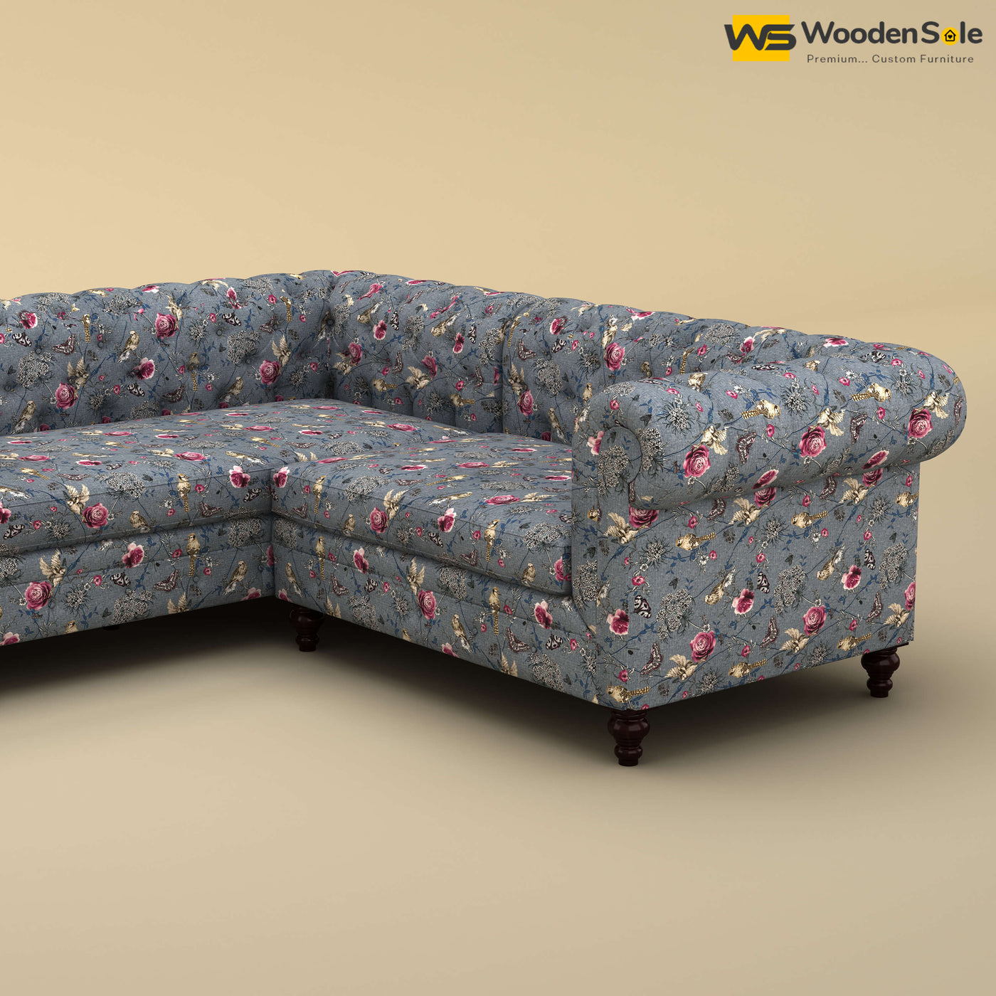 Maharaja Corner Sofa (Cotton, Floral Printed)