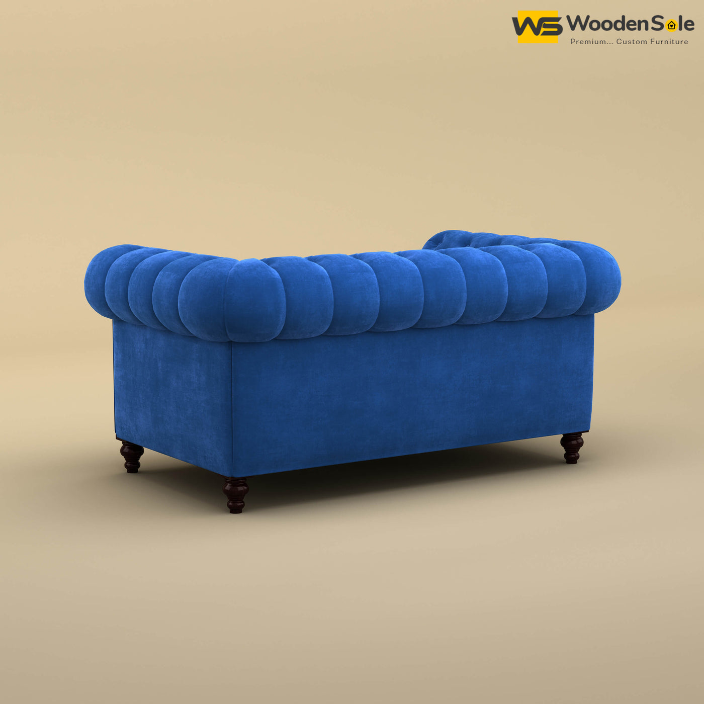 Maharaja Fabric 2 Seater Sofa (Velvet, Royal Blue)