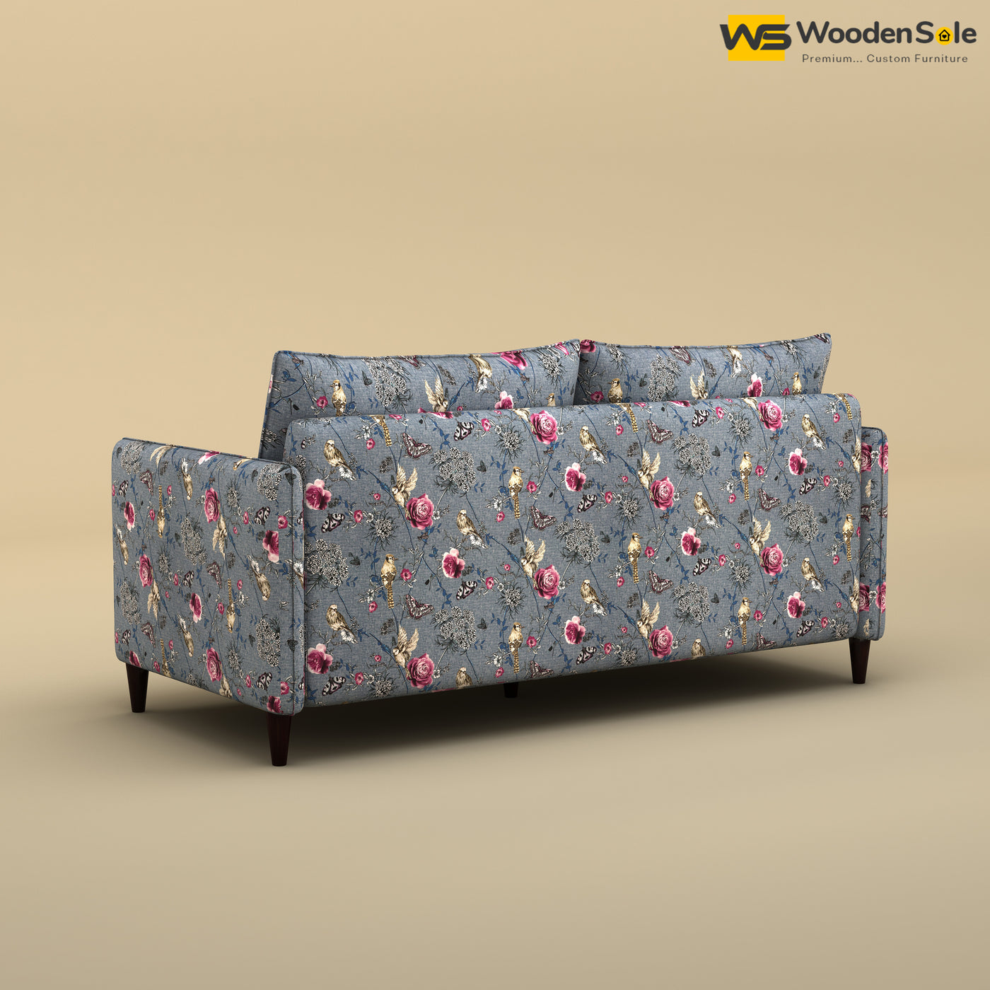Citron 3 Seater Fabric Sofa (Cotton, Floral Printed)