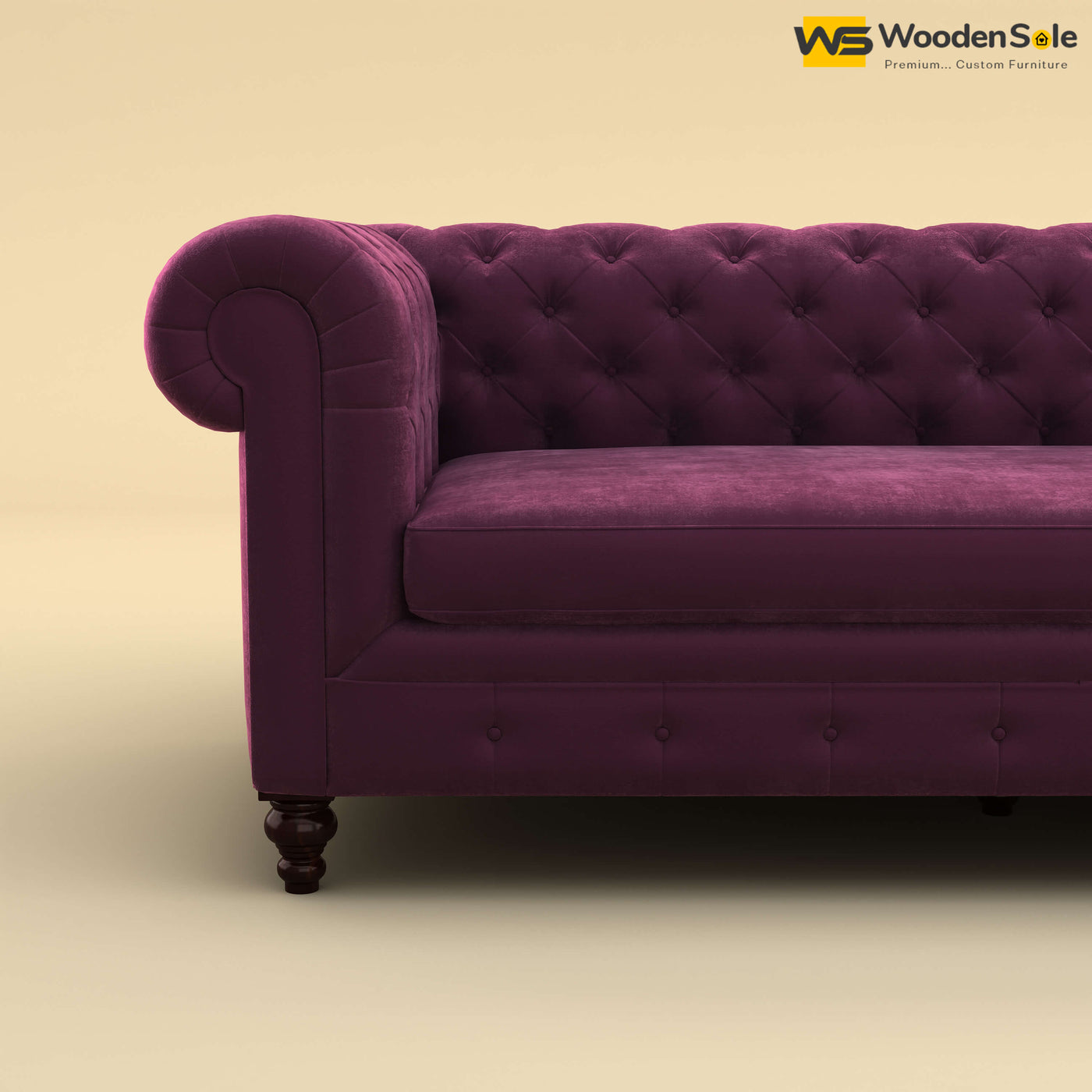 Maharaja L Shaped Sofa (Velvet, Dark Purple)