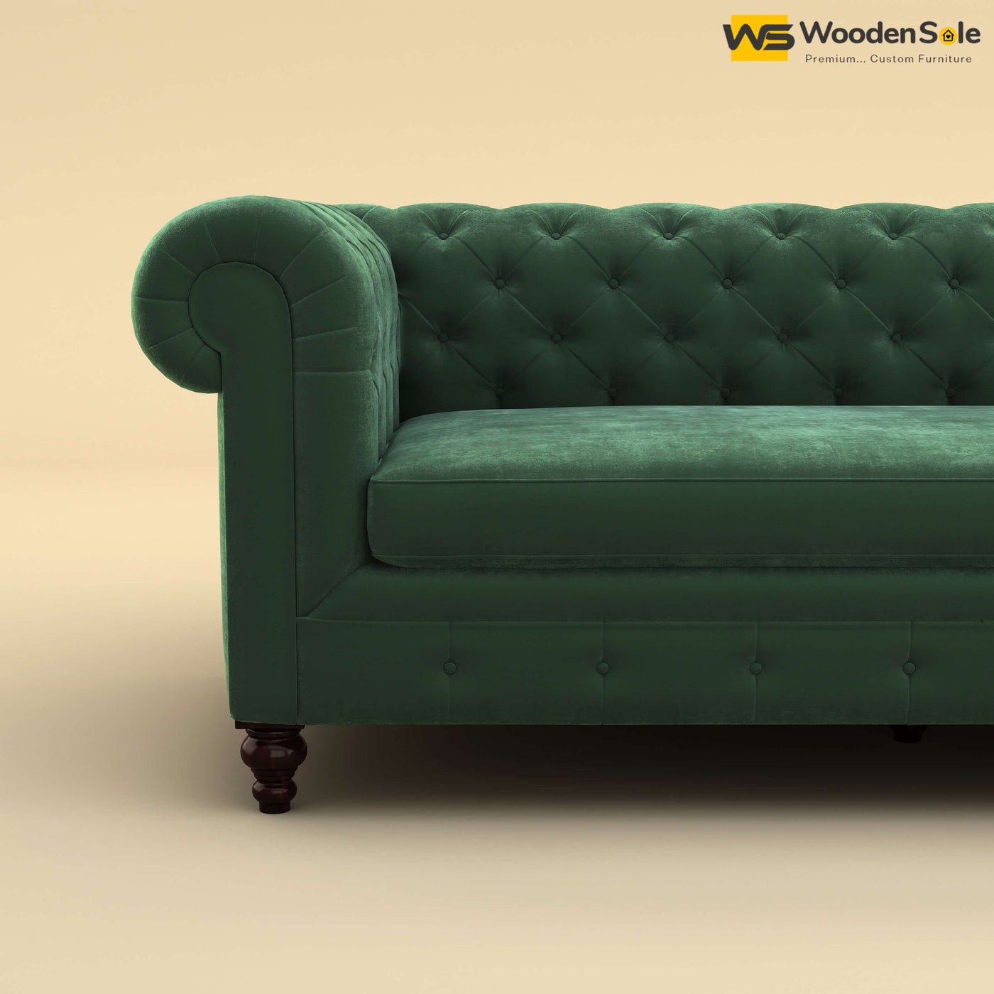 Maharaja L Shaped Sofa (Velvet, Forest Green)