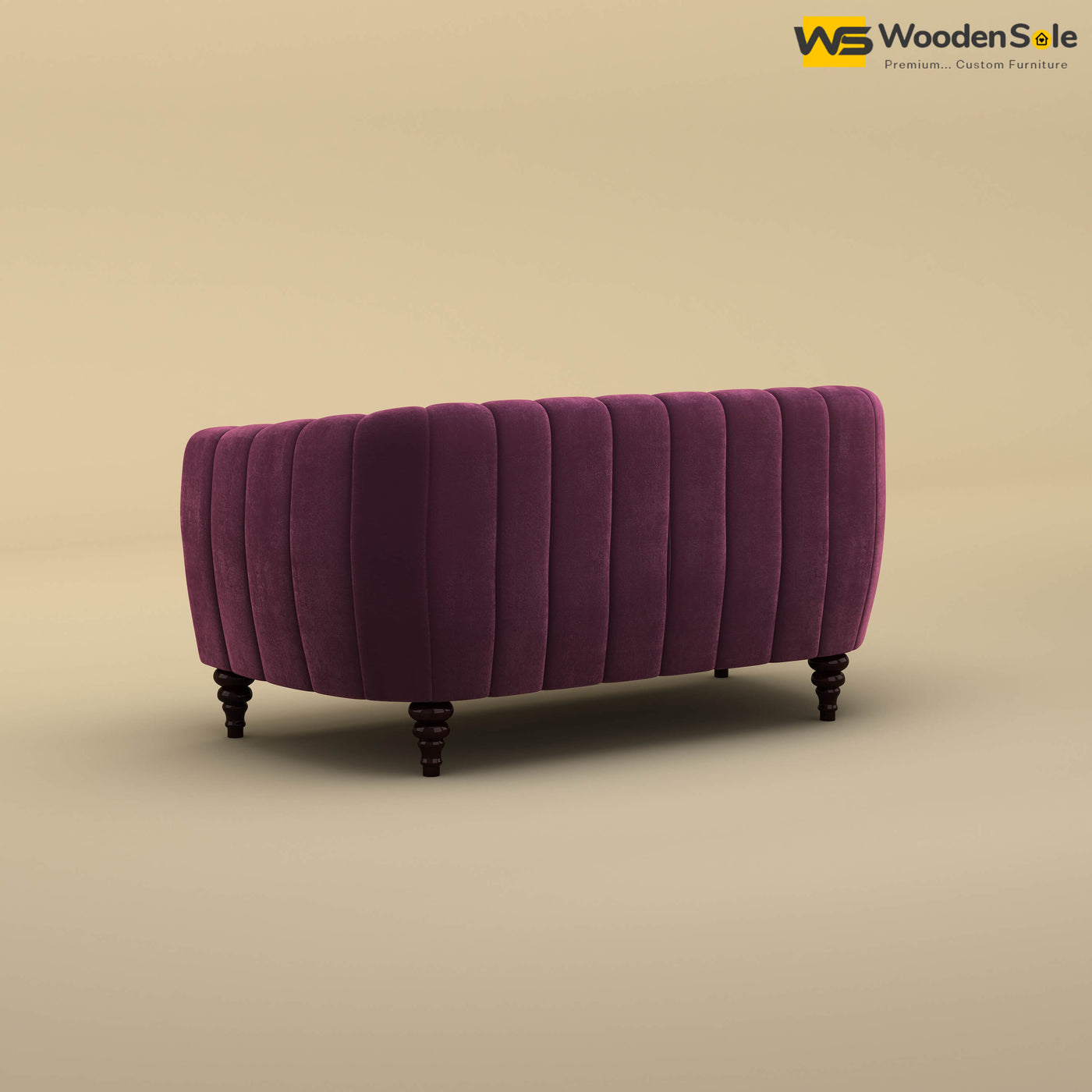 Amaya Two Seater Fabric Sofa (Velvet, Dark Purple)