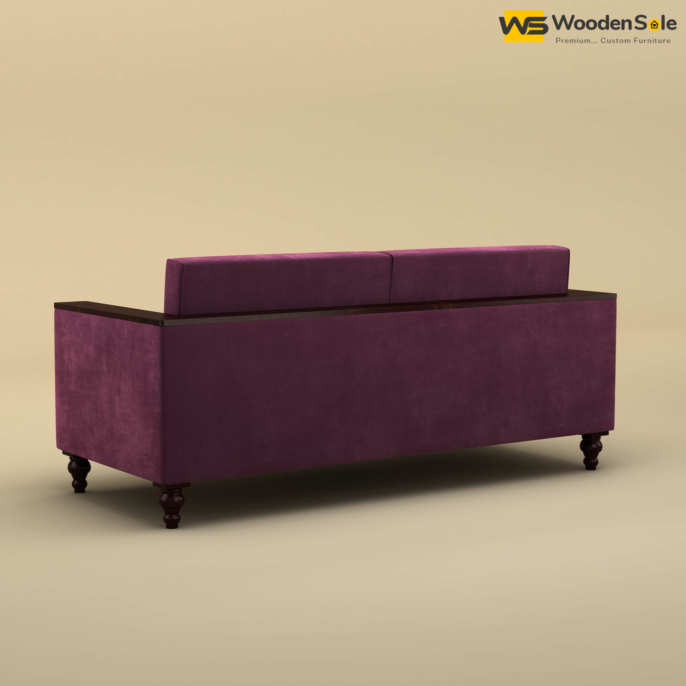 Tivoli 3 Seater Fabric Sofa (Velvet, Dark Purple)