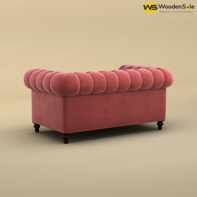 Maharaja Fabric 2 Seater Sofa (Velvet, Pink)