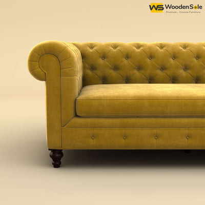 Maharaja L Shaped Sofa (Velvet, Mustard Yellow)