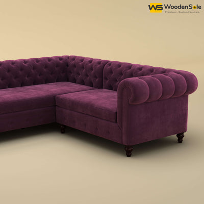 Maharaja Corner Sofa (Velvet, Dark Purple)