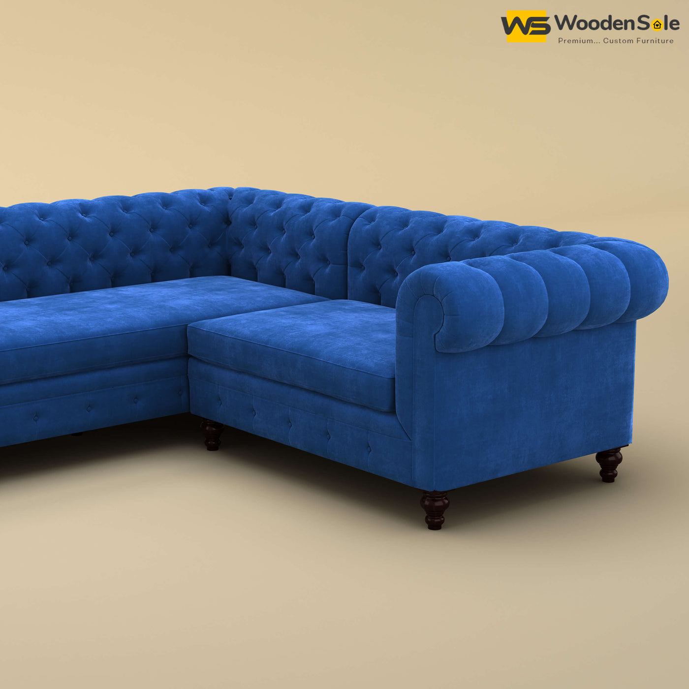 Maharaja Corner Sofa (Velvet, Royal Blue)